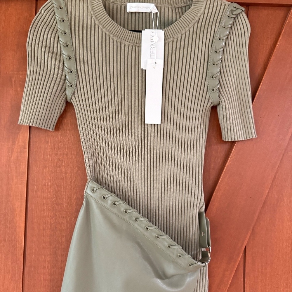 Jonathan Simkhai Intermix Olive Green dress - Picture 2 of 9